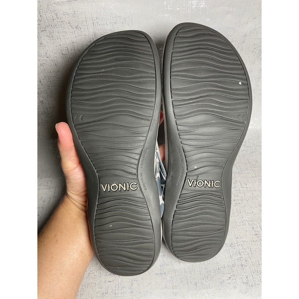 Vionic Bella Grey Giraffe Print Orthotic Flip Flop Sandals Bow 8.5 - Picture 6 of 7